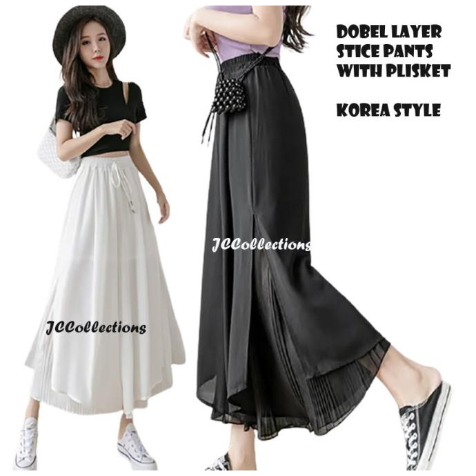 Celana Panjang Sifon Gaya Korea Nurmalla Stice Pants Kulot JCFashion Termurah