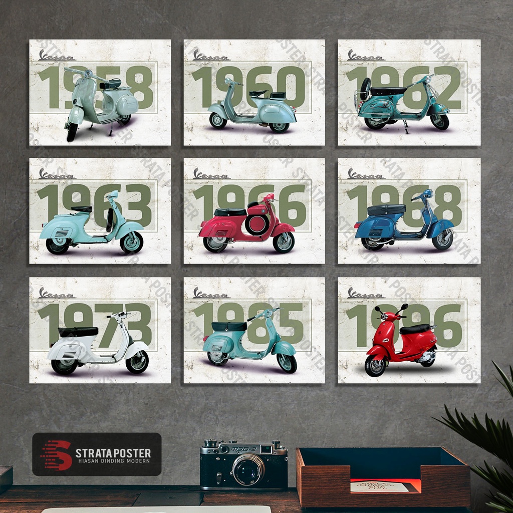 Poster vespa Hiasan dinding motor Pajangan retro vintage Wall decor 1419VE