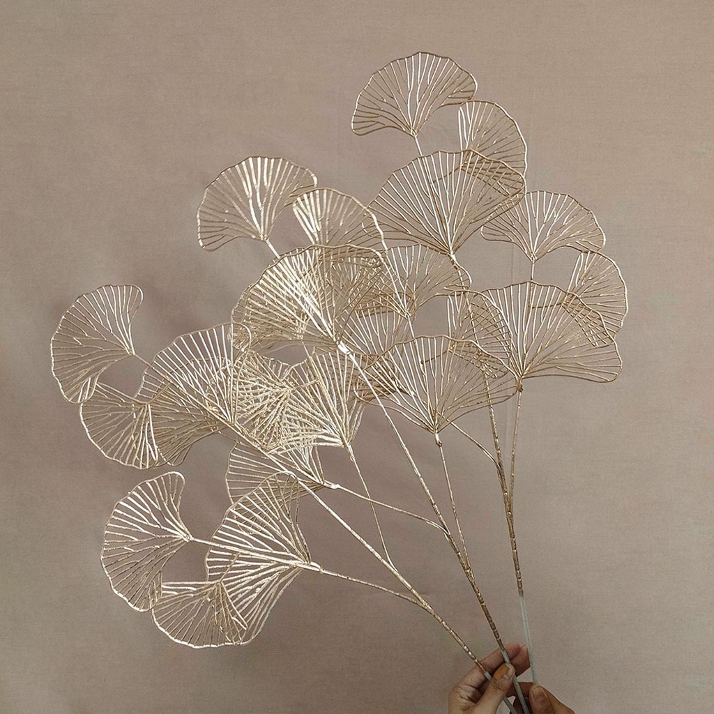 Artificial Flower Gold Shell Leaf Bunga Emas Palsu Plastik Dekorasi Hias