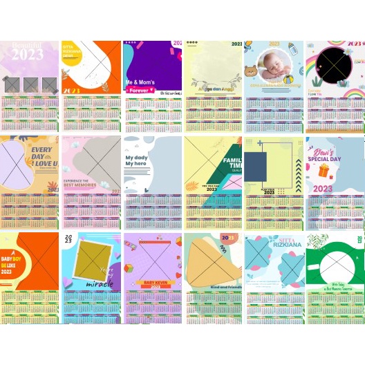 PAKET 45 TEMPLATE KALENDER 2023 TEMPLATE FORMAT PSD DESAIN GRAFIS MODEL DINDING 1 LEMBAR USAHA PERCETAKAN TERLARIS TERMURAH NP88