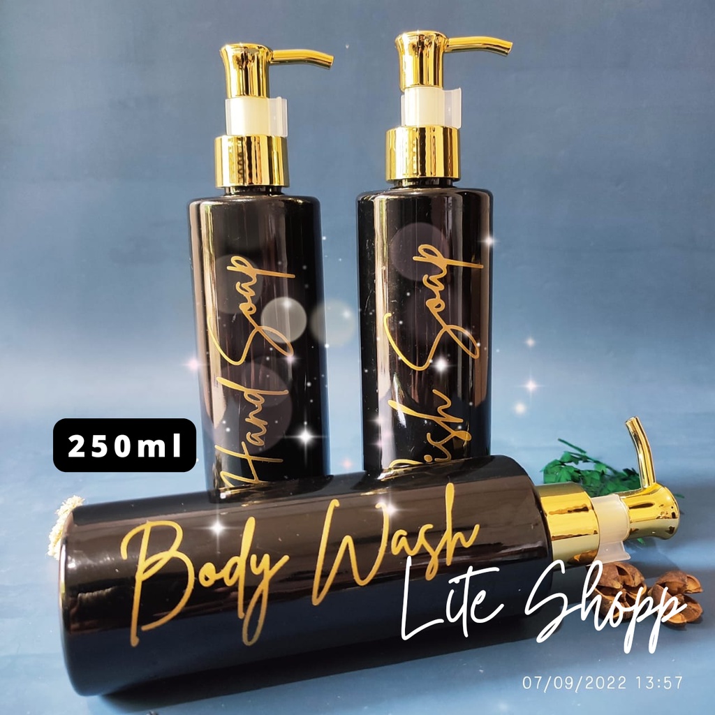 Botol Sabun Cair 250ML PGC Hitam Gold Glossy