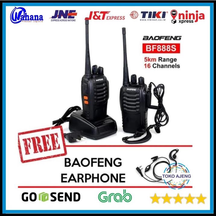 Paket 2 Unit Sepasang Radio Komunikasi Handy Talky Ht Baofeng Bf 888S