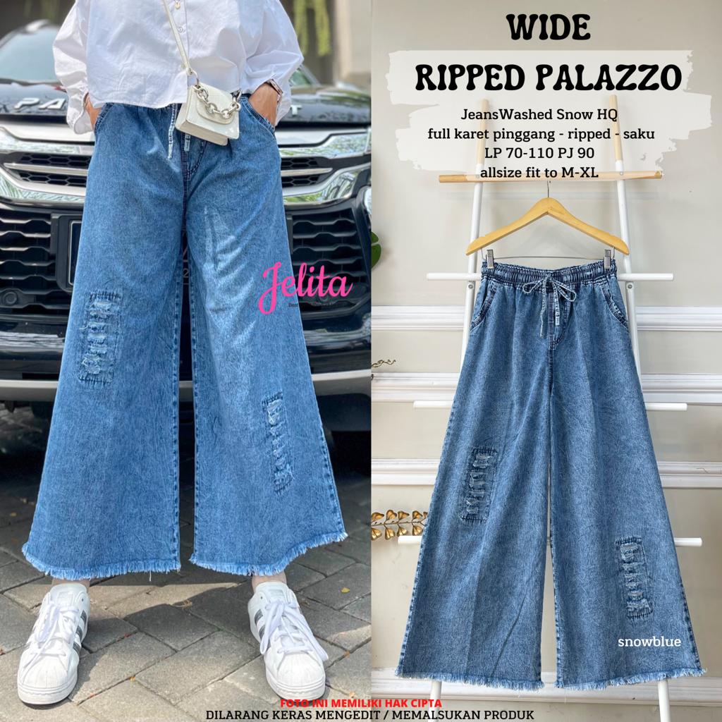 Celana Kulot Jeans Wanita Pallazo Denim Premium Bawahan Jeans Wanita Mapple Palazzo