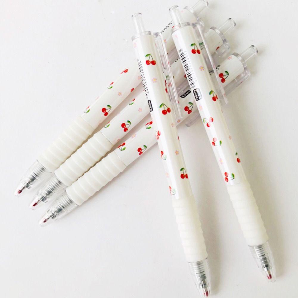 R-flower 6PCS/Set Gel Pulpen Mutil-styles Cherry Pattern Alat Tulis Signature Pen