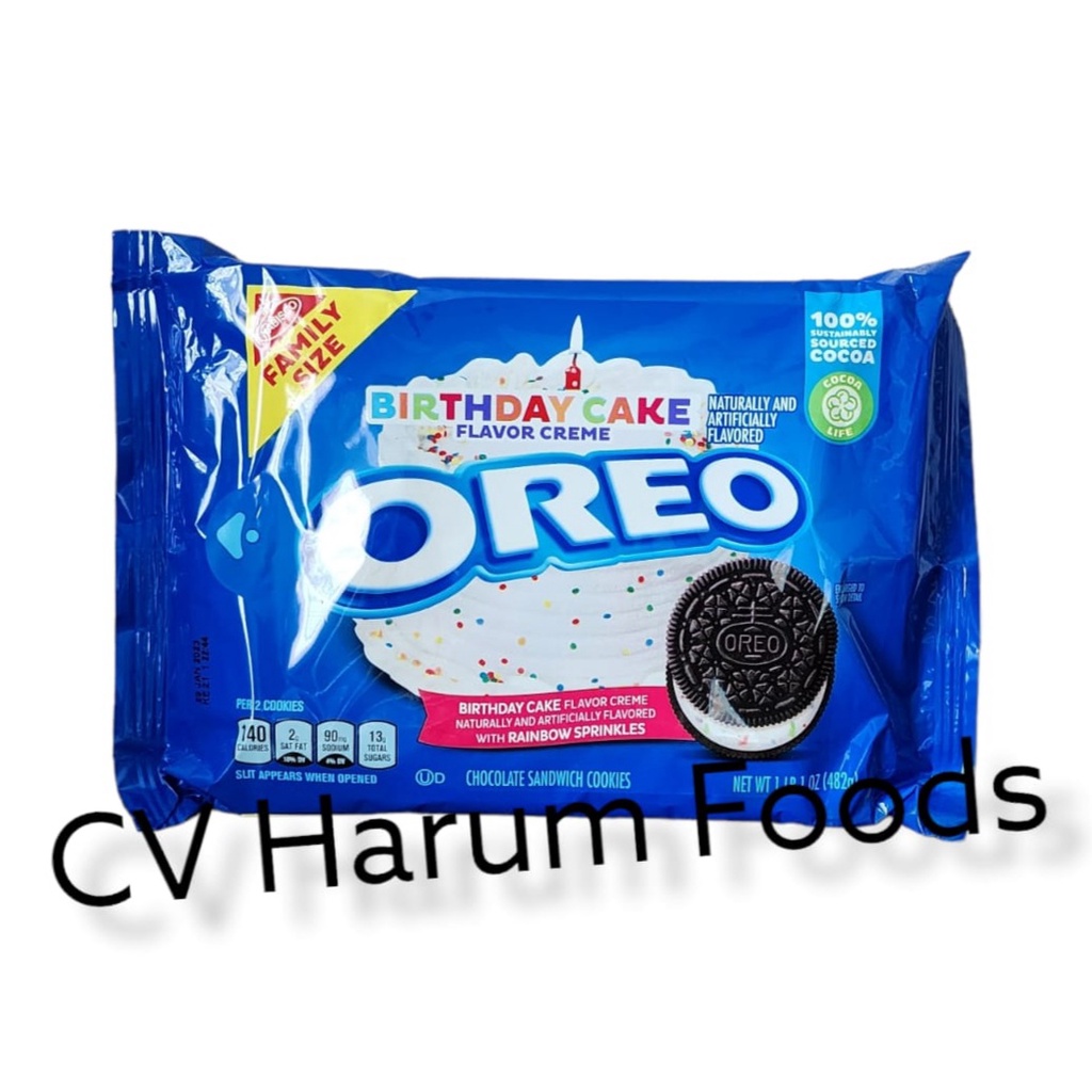 Jual OREO Birthday Cake Chocolate Sandwich Cookies, Family Size (482g