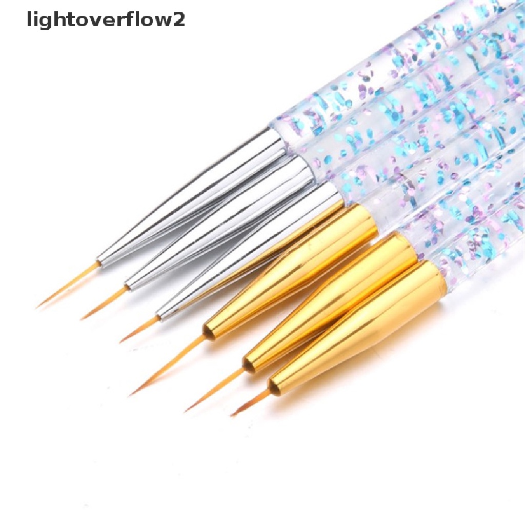 (lightoverflow2) 3pcs / Set Brush Nail Art Akrilik 3D Ultra Tipis Untuk Manicure (ID)