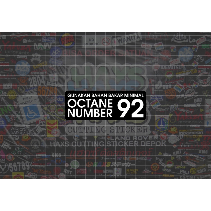 Cutting Sticker Octane Number 92 10 Cm Untuk Motor Mobil