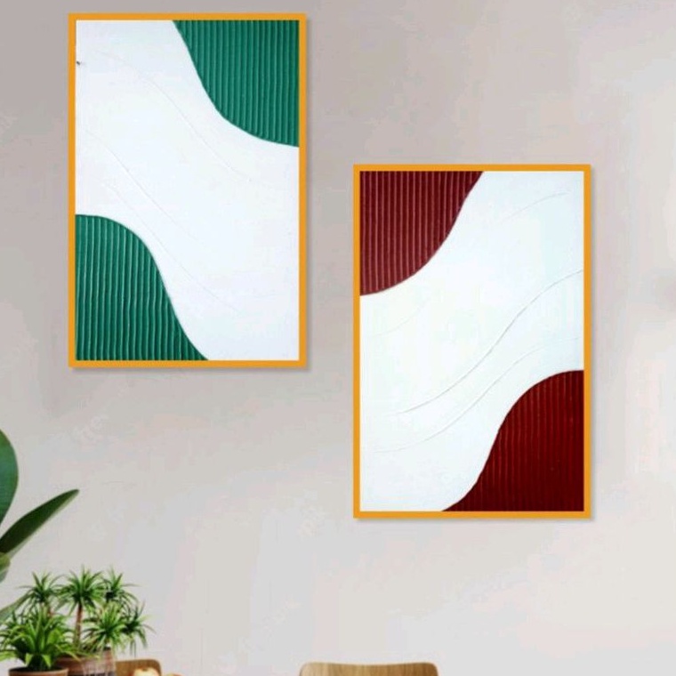 Hiasan Dinding Ruang Tamu Motif Abstrak Lengkungan 3D / Seni Dinding Bertekstur Abstrak / Lukisan Ab