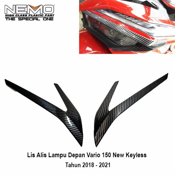 Cover tutup garnis Lis alis lampu depan carbon Vario 150 125 new 2018