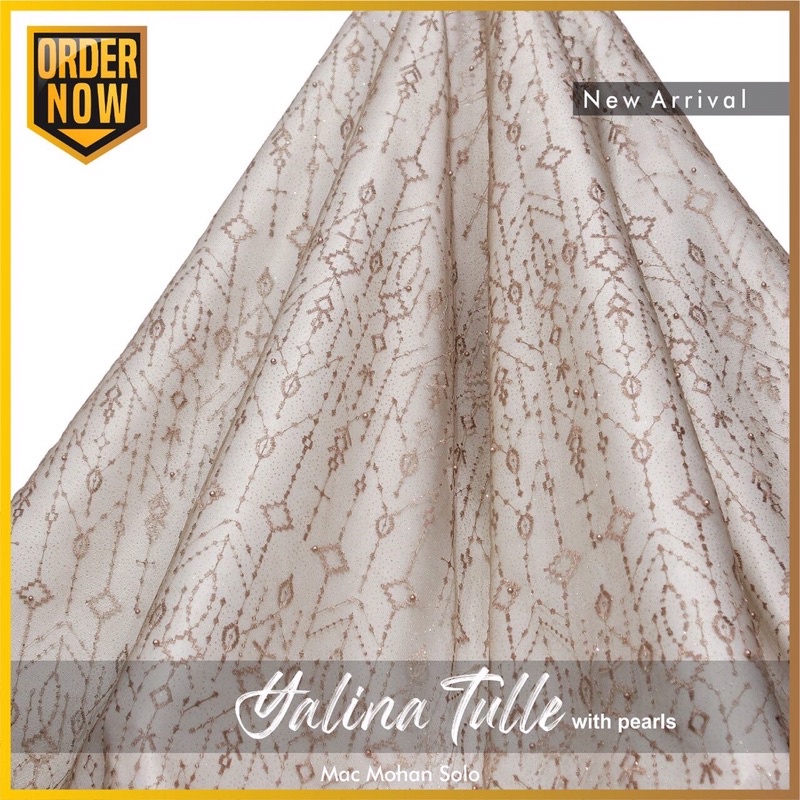 [NEW PRODUCT] YALINA TULLE WITH PEARLS GLITTER TILE ETNIK MUTIARA GLITER IMPORT TERBARU TULE KEBAYA BRIDESMAID AMONG TAMU TERMURAH PER 0.5M BY MACMOHAN
