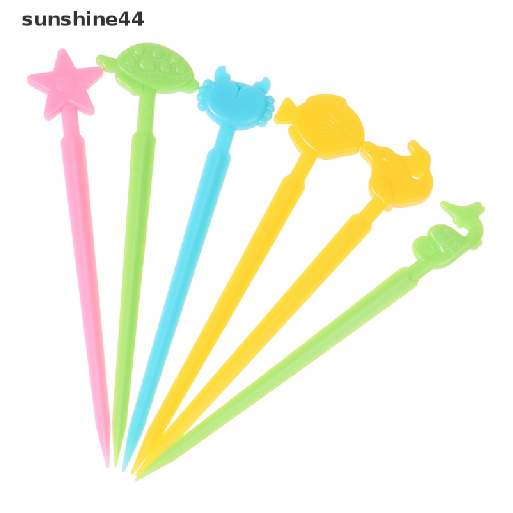 Sunshine 20Pcs Garpu Buah Desain Kartun Binatang Kecil Lucu Bahan Plastik