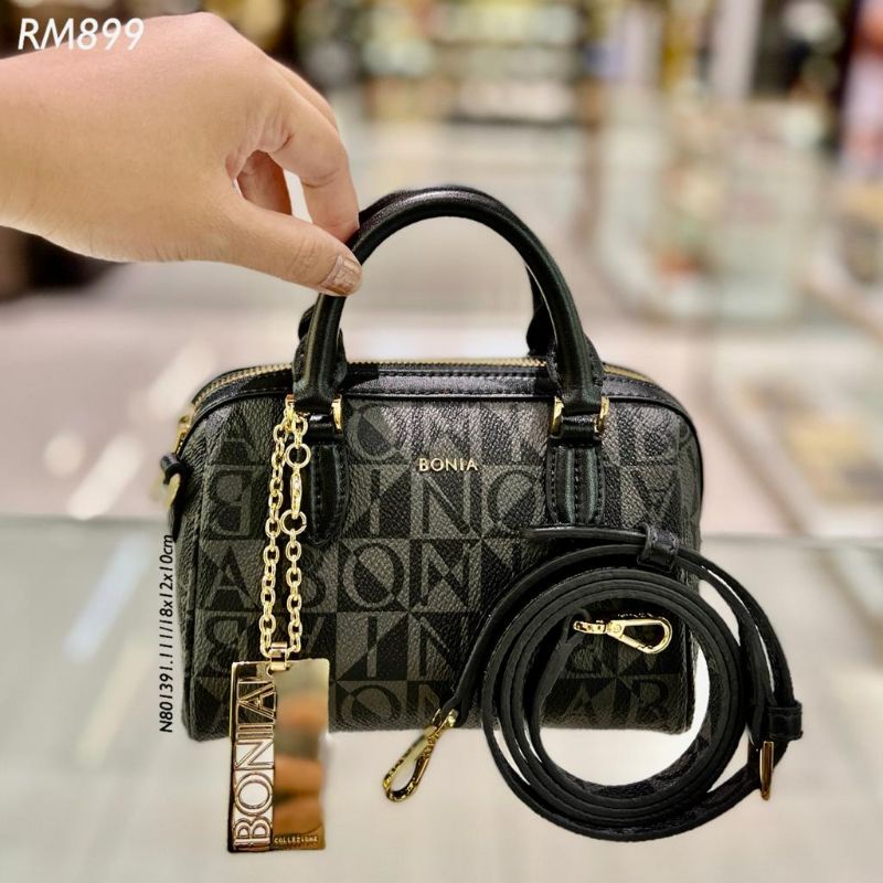 tas bonia original speedy monogram hitam xs