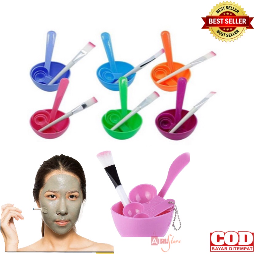 ( BISA COD ) PROMO Mangkuk Masker Wajah Set 4in1 Kosmetik Mangkok Spatula Sendok Takar / Peralatan Masker / Masker Set