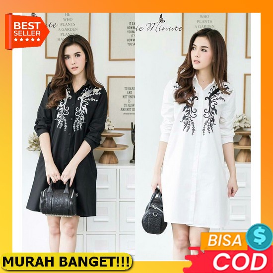 Dress Wanita Korea Style Midi Bawah Lutut Formal Plisket Pleats Prisket Lengan Panjang Pinggang Kare