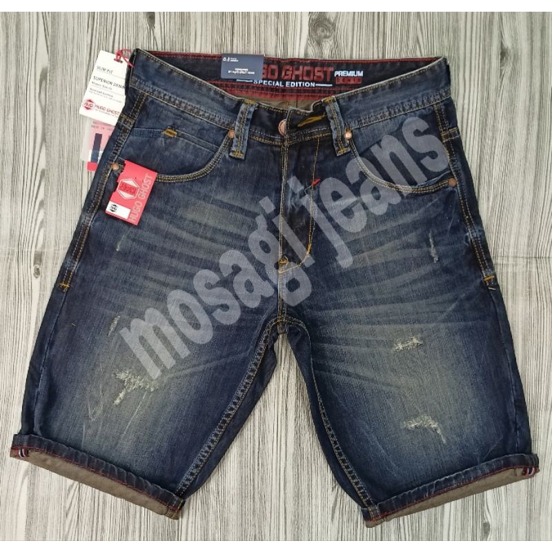 MOSAGIJEANS69 CELANA PENDEK JEANS PRIA HUGOGHOST DISTRO ORI