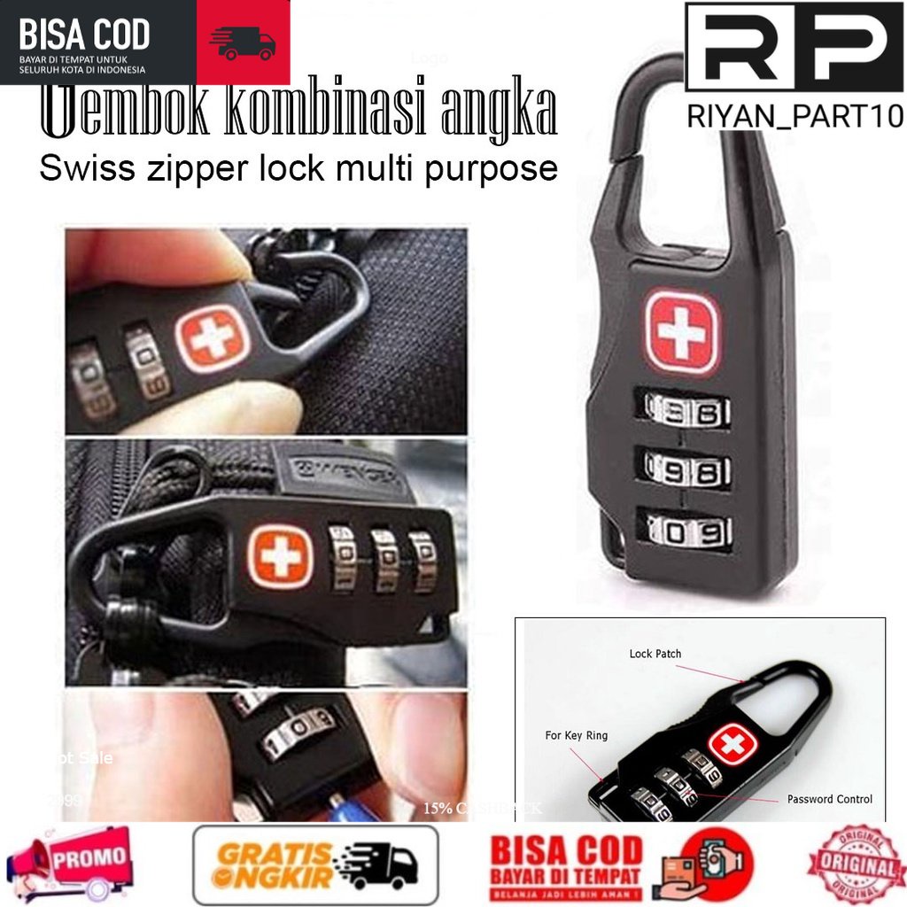 GEMBOK SWISS KOMBINASI ANGKA - Gembok Angka