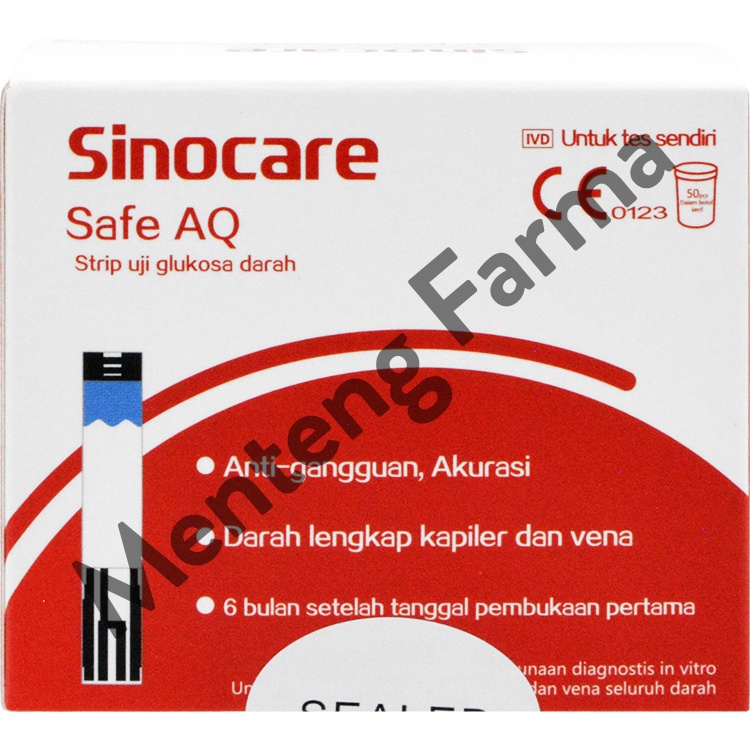 Sinocare Safe AQ Smart Strip Uji Gula Darah 50 Pcs - Tes Strip Gula Darah