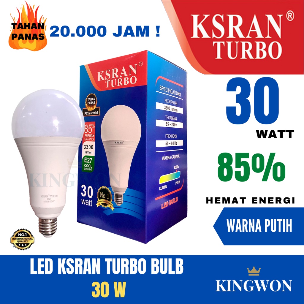 LAMPU LED BULB JUMBO 30 WATT SUPER TERANG PUTIH KSRAN TURBO E27 MURAH BERKUALITAS