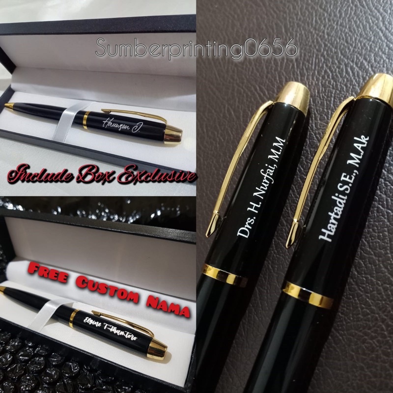

Box Pen Hitam Exclusive + Pulpen FREE Custom Nama / Logo Perusahaan I Souvenir Kantor I Gift Birthday