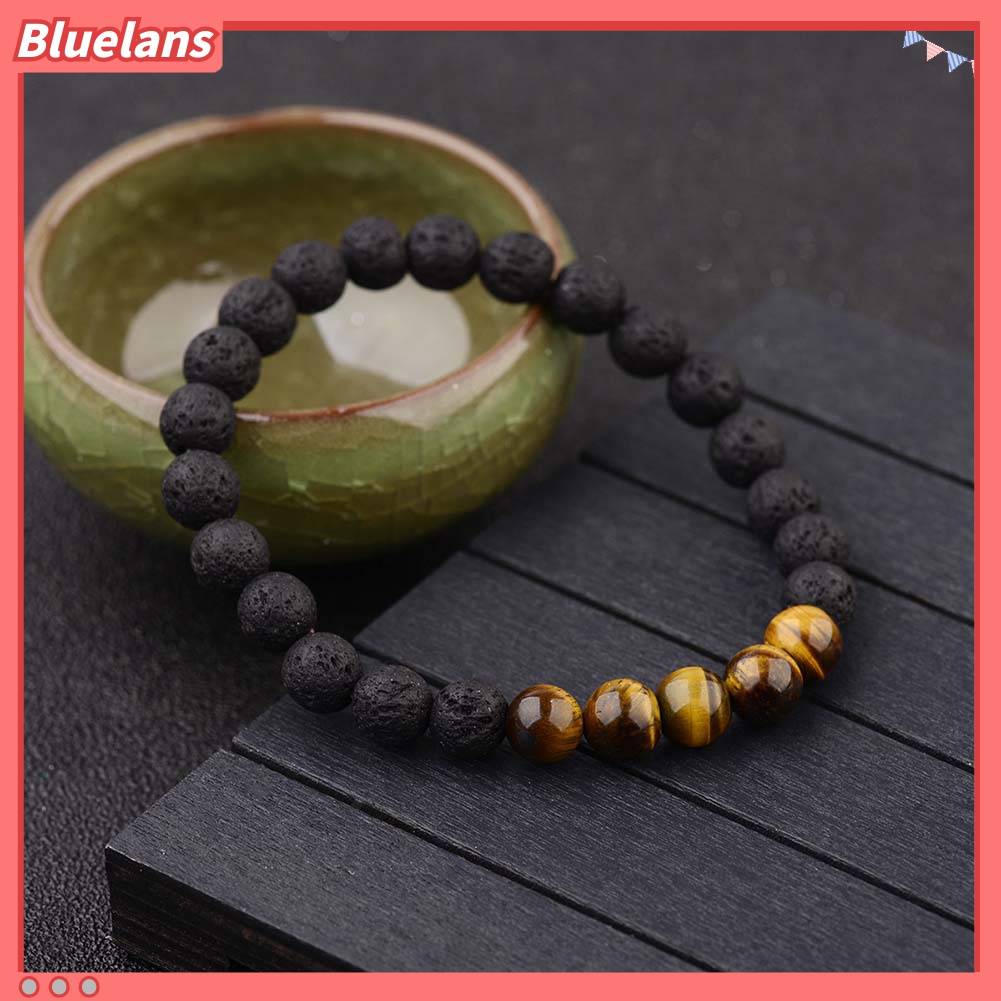 Gelang Manik-Manik Batu Alam Tiger Eye Elastis Untuk Unisex