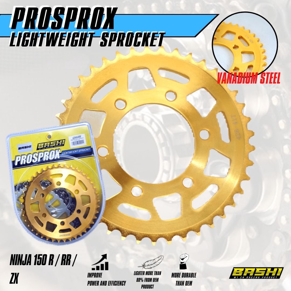 Gear belakang BASHI PROSPROX 428 lighweight rear sprocket racing ringan ninja 150 rr zx