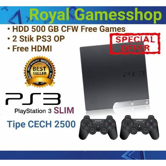 [Game/Console] Ps3 Playstation 3 Slim 500Gb Seri 25Xx Cfw / Multiman ( 2 Stik )