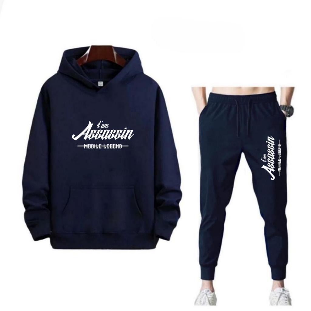 SETELAN I AM ASSASSIN JOGGER DAN HOODIE BAHAN TEBAL NYAMAN DIPAKAI TERLARIS