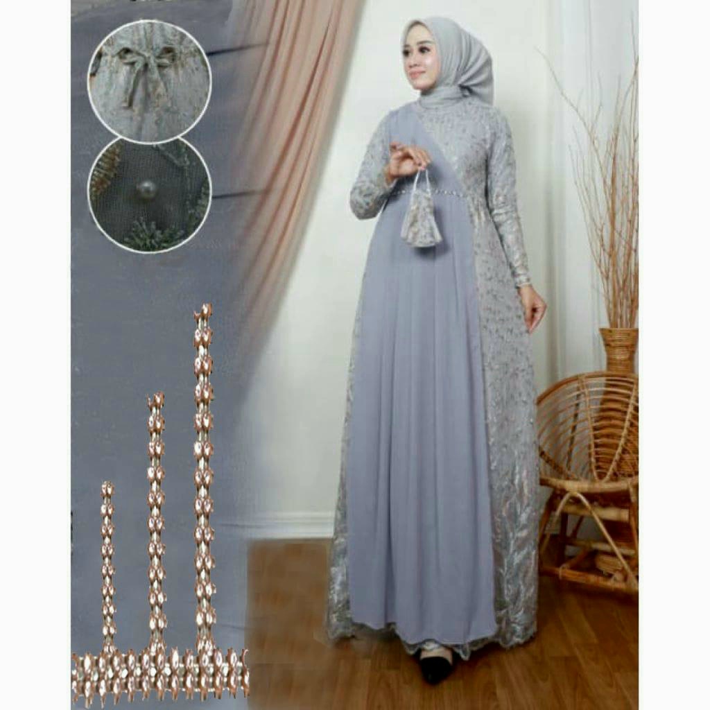 Gamis NAILA Gamis Brukat Terbaru Baju Wanita Jumbo Abaya Kebaya Dress Muslim Gamis Kondangan Dress Kondangan Size M L XL XXL 3L