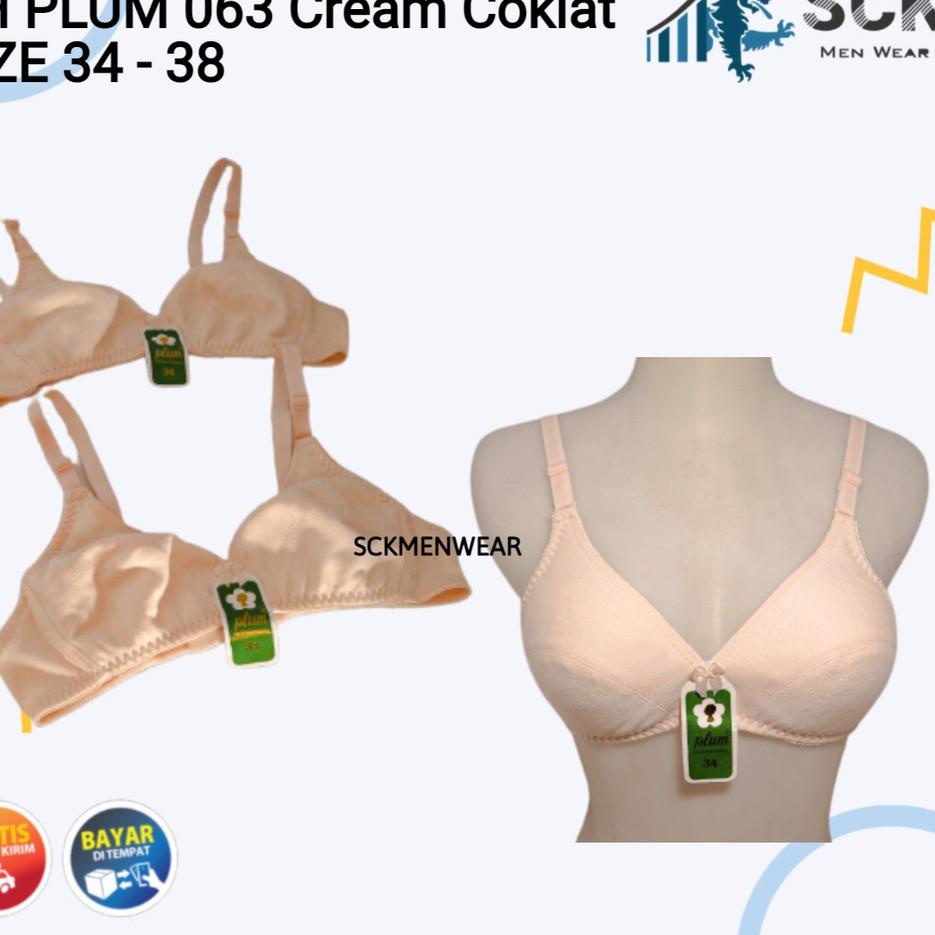 BH PLUM 063 Size 34-38 Warna Cream Kait 1 / Bra Busa Tipis Tanpa Kawat Original - sckmenwear GROSIR 