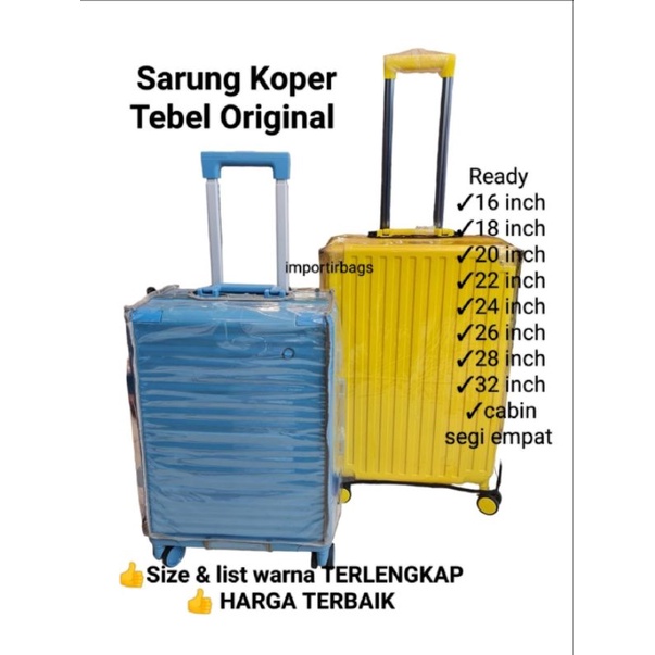 Grosiran Luggage Cover Transparant Cover Pelindung Koper Transparan ukuran 16.18.20.22.24 lis hitam.abu.coklat.merah