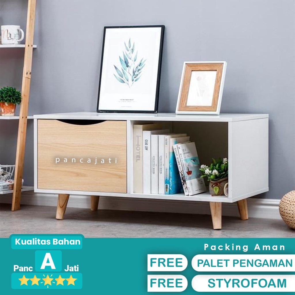 Meja Tv Minimalis Warna Putih 1 Laci Serat