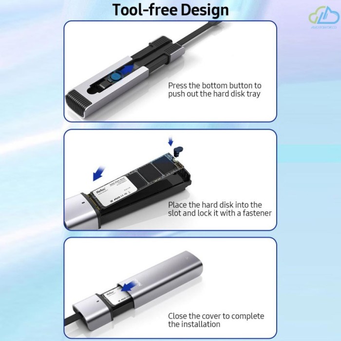 NETAC WH21 M.2 NGFF to USB3.0 Type C cable External SSD Enclosure