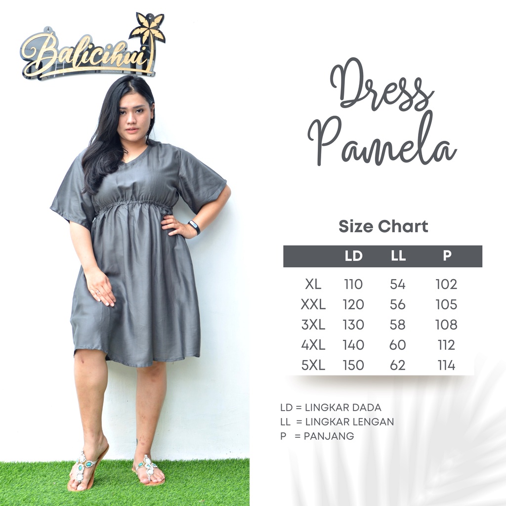 Balicihui Dress Pamela Dress Jumbo Plus Size Dress Wanita Dress XXL XXXL 3XL Dress Pendek Wanita