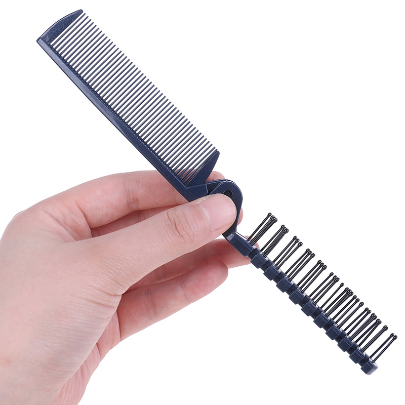 1pc Sisir Rambut Lipat Portable Anti Statis Kepala Ganda