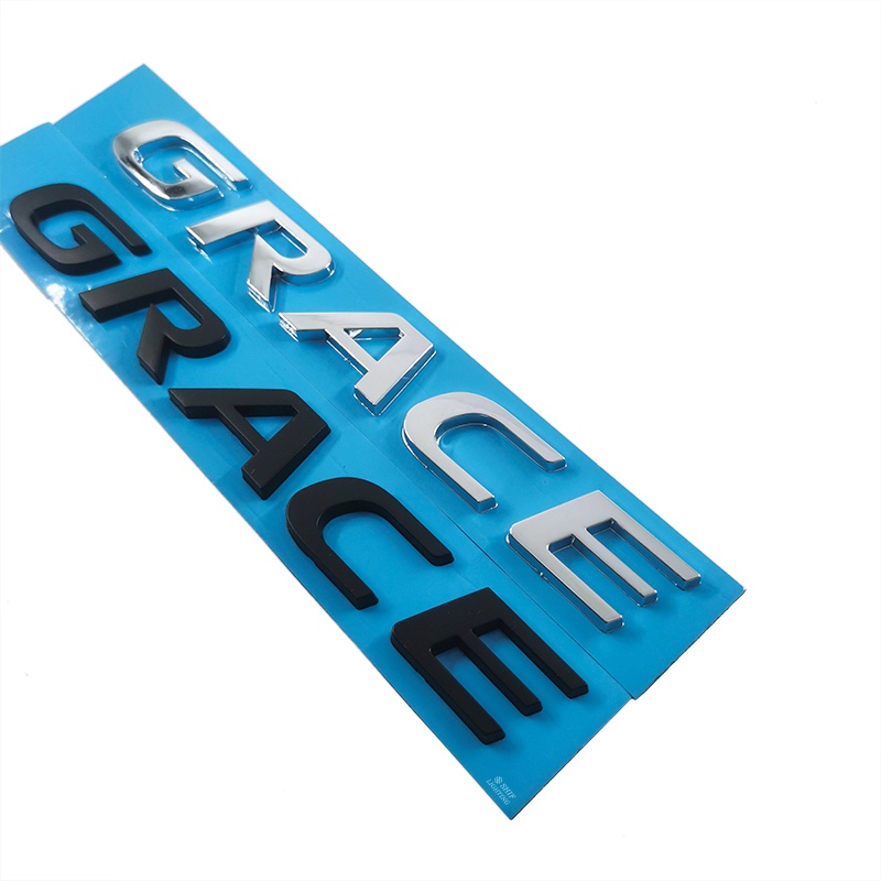 1pc Stiker Emblem Tulisan GRACE Bahan ABS Krom Warna Hitam Untuk Mobil HONDA GRACE