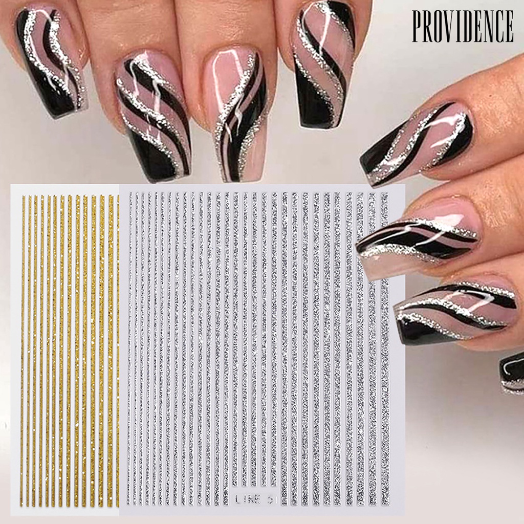 Stiker Kuku Bahan metal Warna gold Dan silver Untuk nail Art