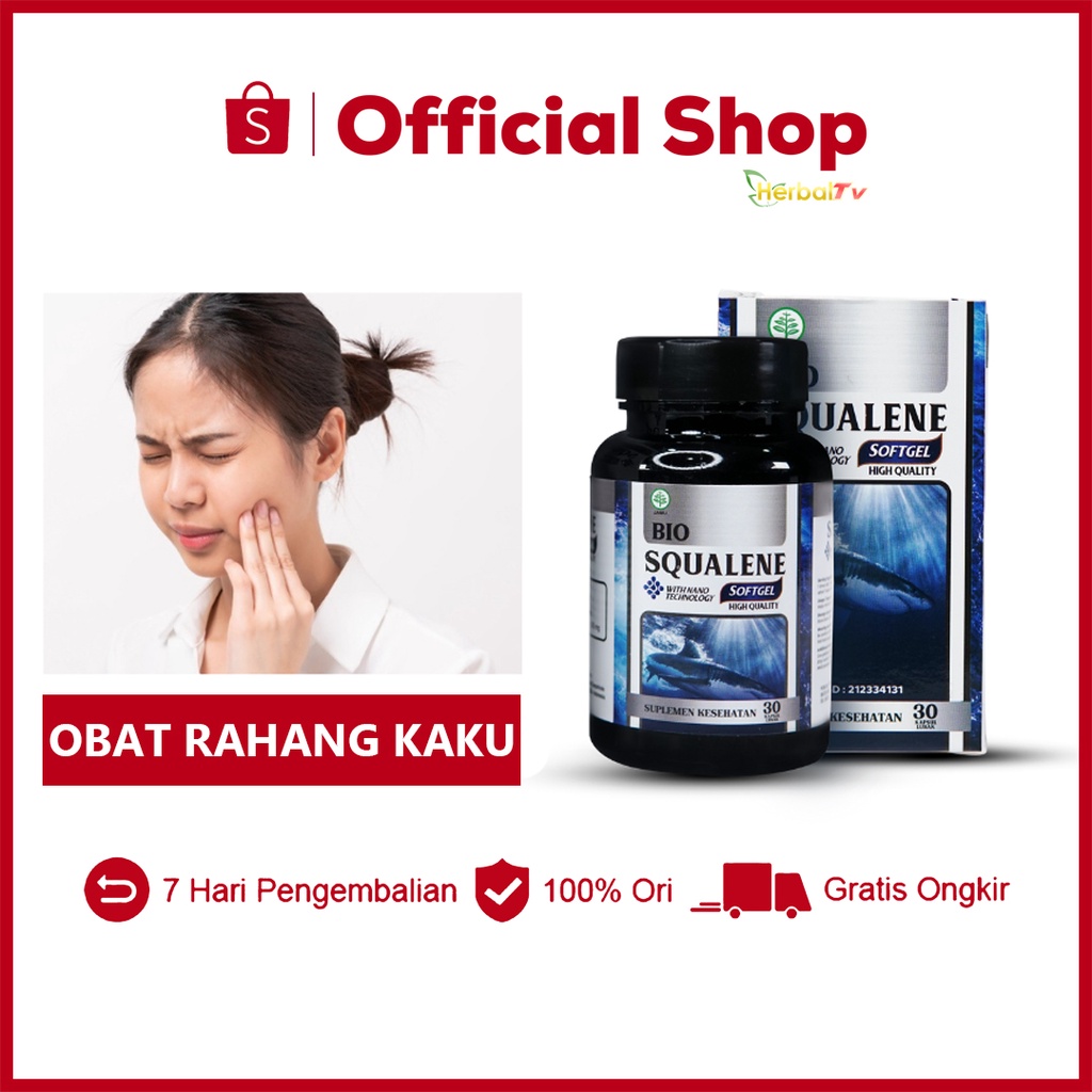 Obat Rahang Kaku Sakit dan Berbunyi Nyeri Rahang Rahang Bengkak Herbal Bio Squalene Softgel Ekstrak 