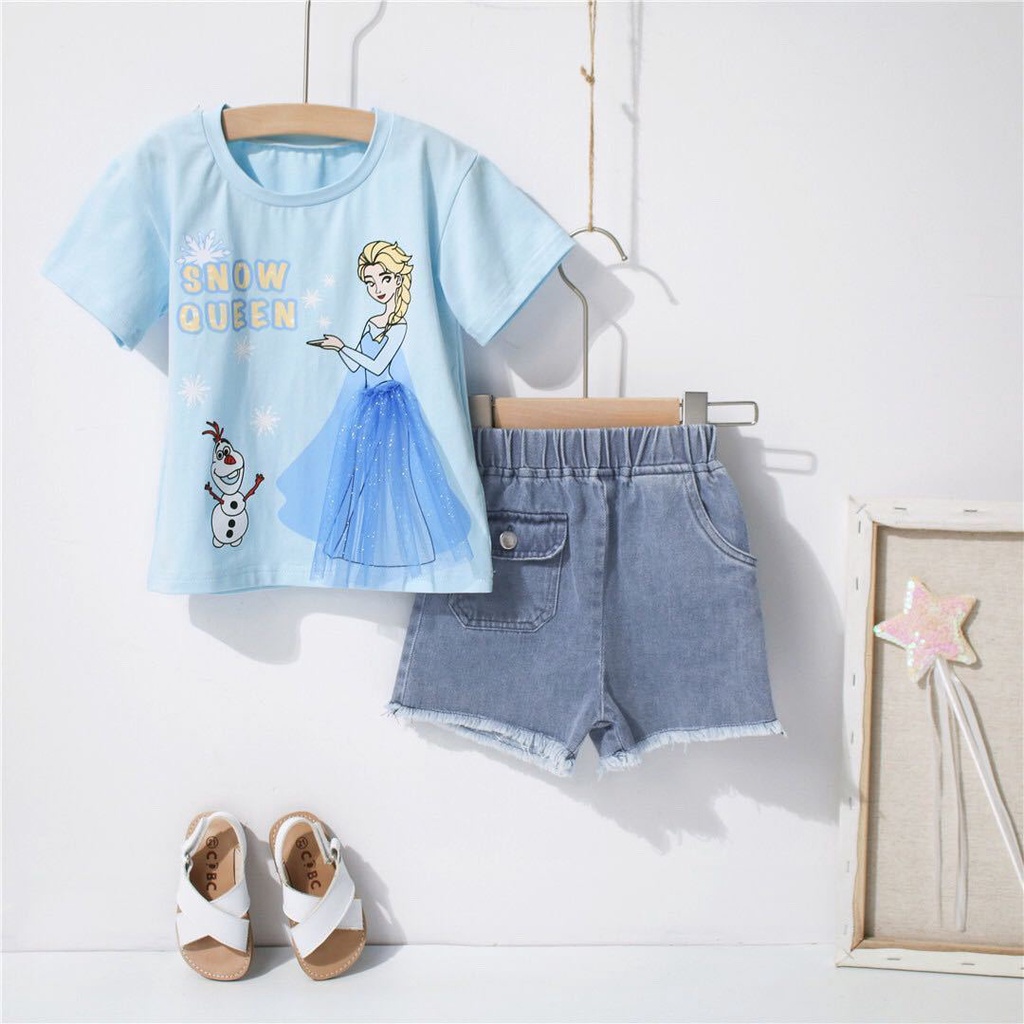 [PRINCESS KESLI] (90-140)1-8Tahun T-shirt lengan pendek anak perempuan/baju bayi perempuan kartun lucu/kaos pesta anak perempuan