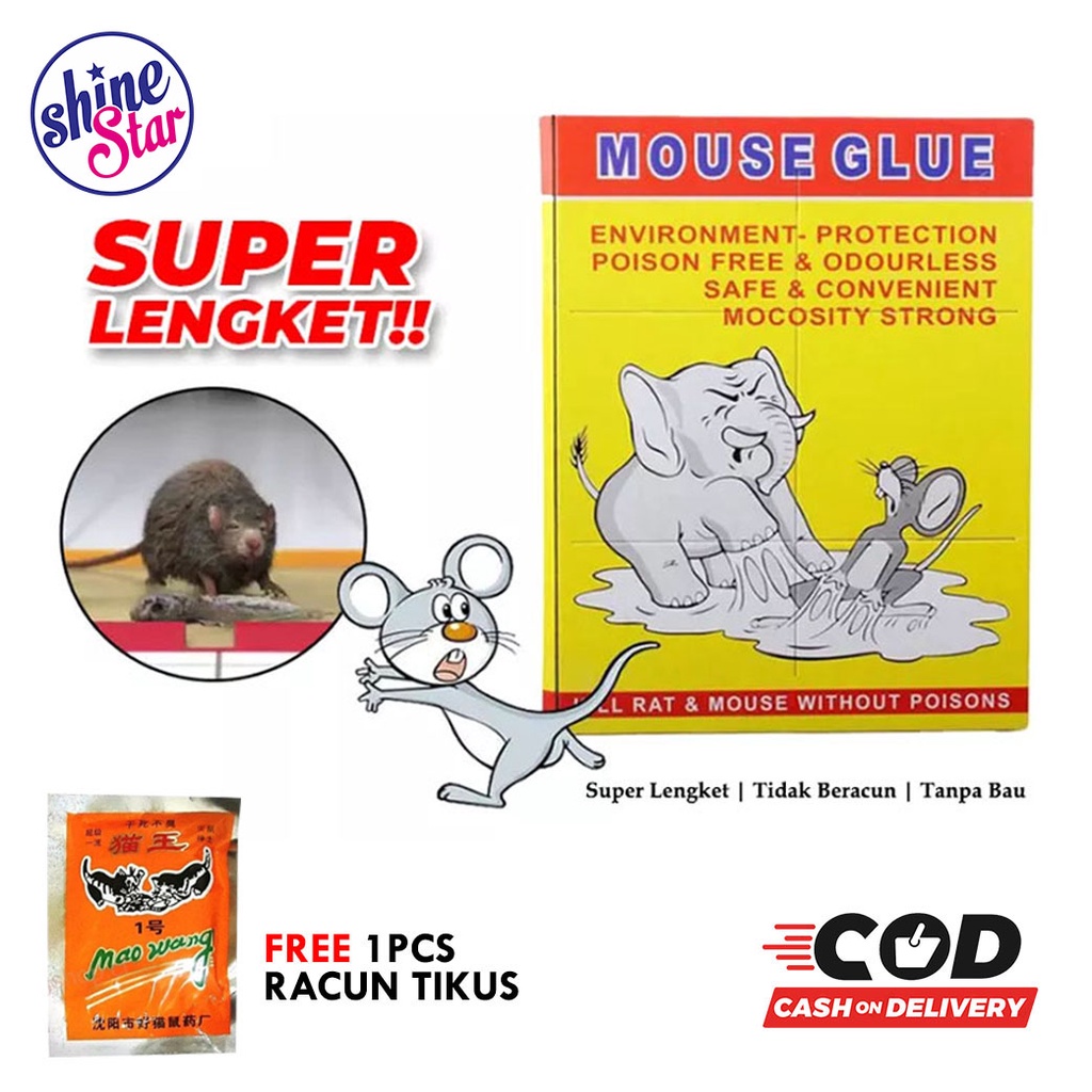 LEM TIKUS PAPAN IMPORT CAP GAJAH / MOUSE RAT GLUE BOARD PERANGKAP TIKUS SUPER LENGKET &amp; TDK BERBAU