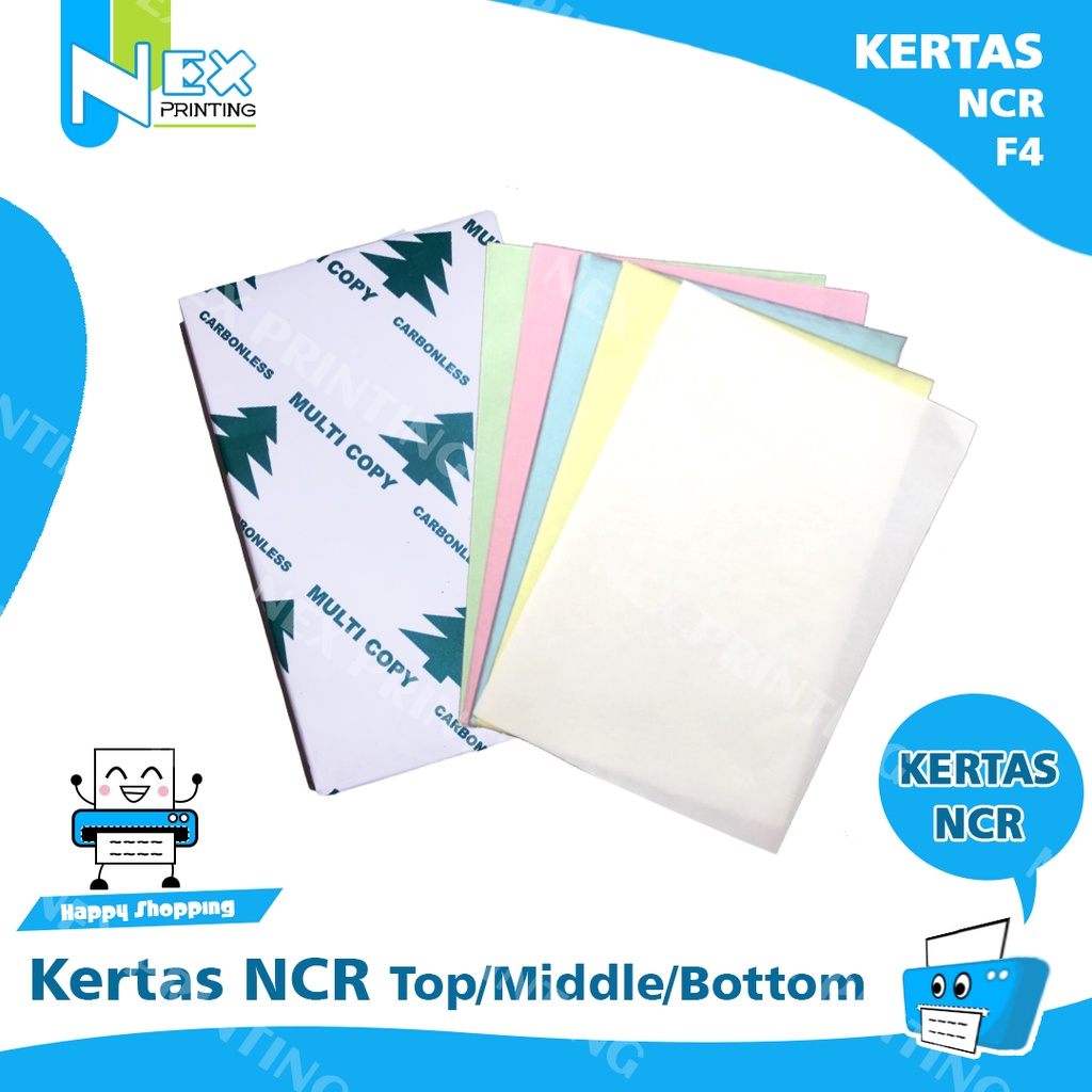 

Kertas NCR carbonless untuk nota bon faktur tembus rangkap 1 2 3 top putih middle kuning bottom pink