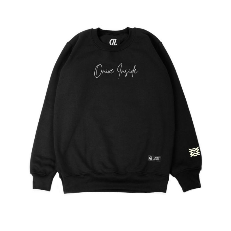 Crewneck ONIXE INSIDE Bordir FULL BLACK Original Premium Pria Wanita High Quality [ BISA COD ]