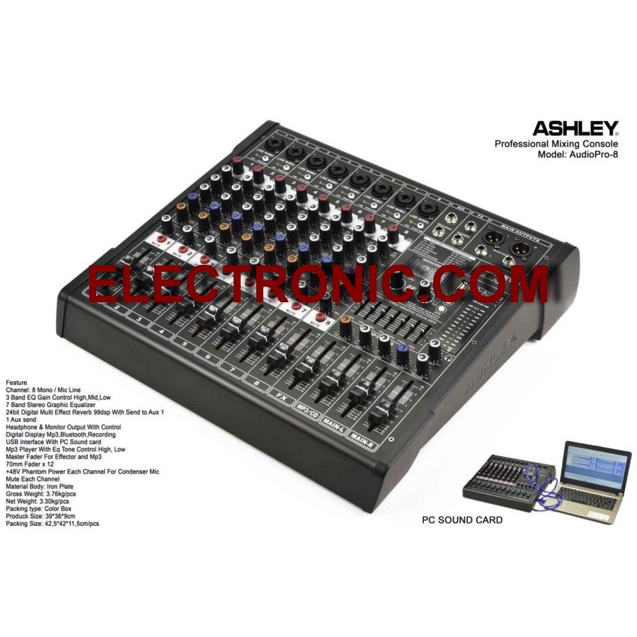 Mixer ASHLEY AUDIOPRO 8 / AUDIO PRO8 audio pro 8 8 CHANNEL ORIGINAL