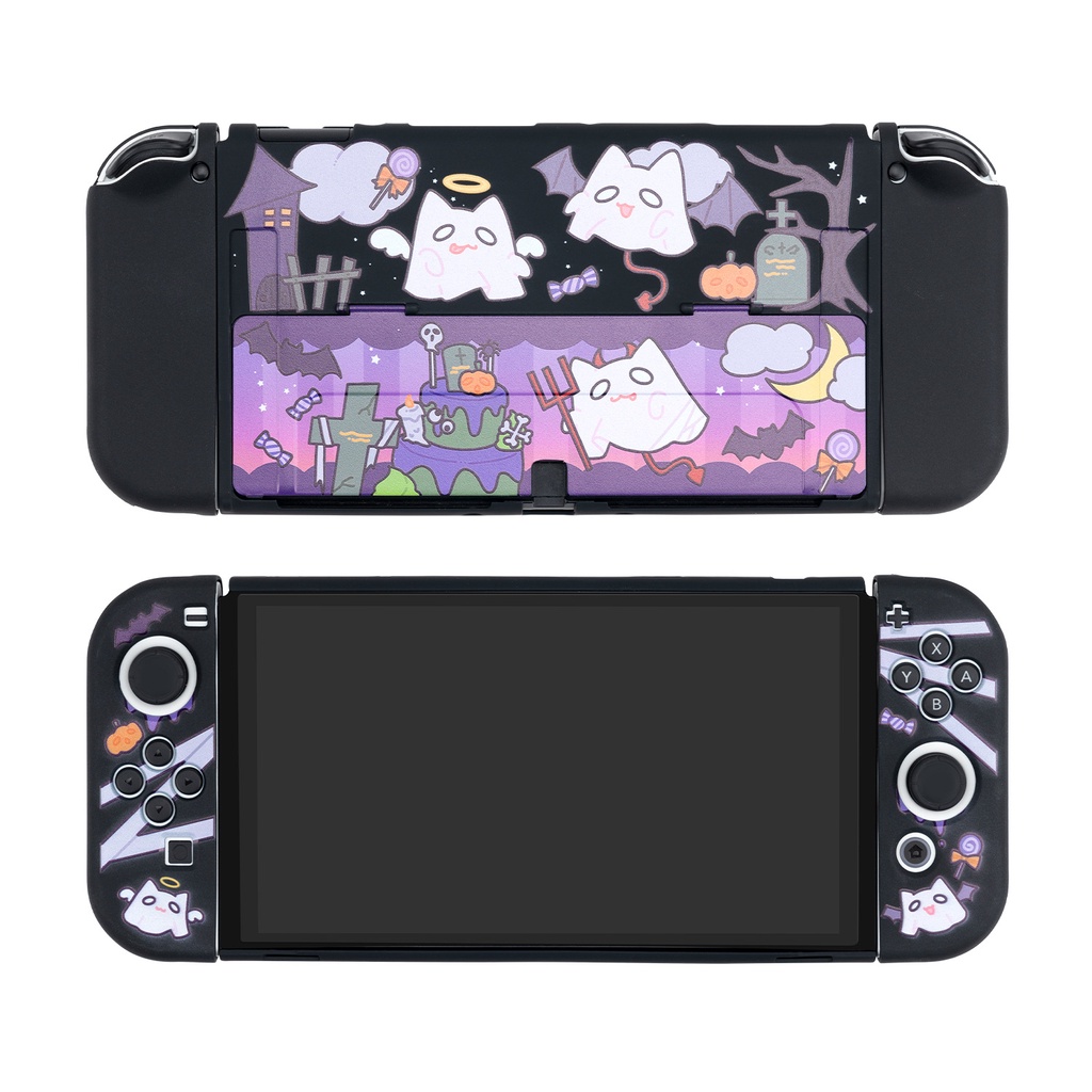 Hard Case Pelindung Joy-Con Nintendo Switch V1 V2 Bahan Silica Gel Motif Hantu Halloween