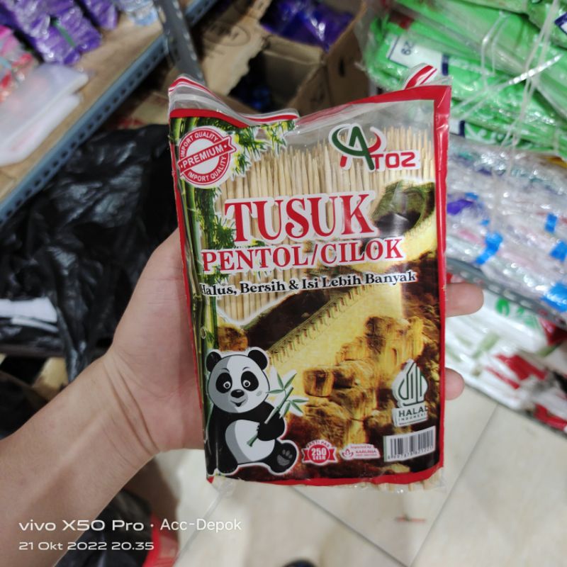 Tusuk Sate 15 cm / Tusuk Cilok / PENTOL  Bahan IMPORT Merek ATOZ / Panda