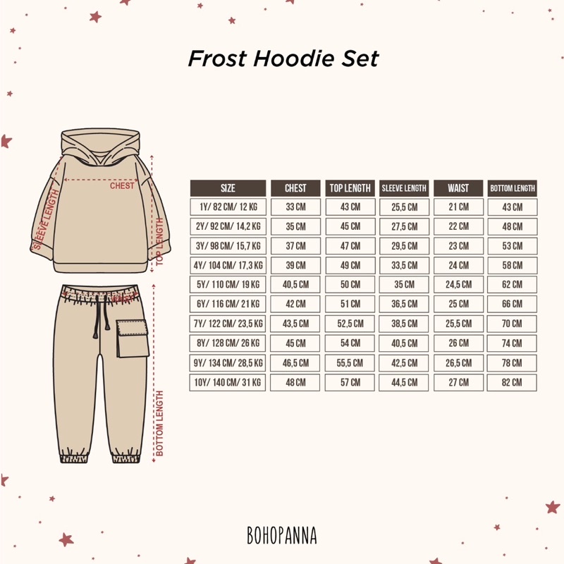 BOHOPANNA BOHO BABY BOHOBABY FROST HOODIE SET SETELAN HOODIE ANAK 1-10 TAHUN