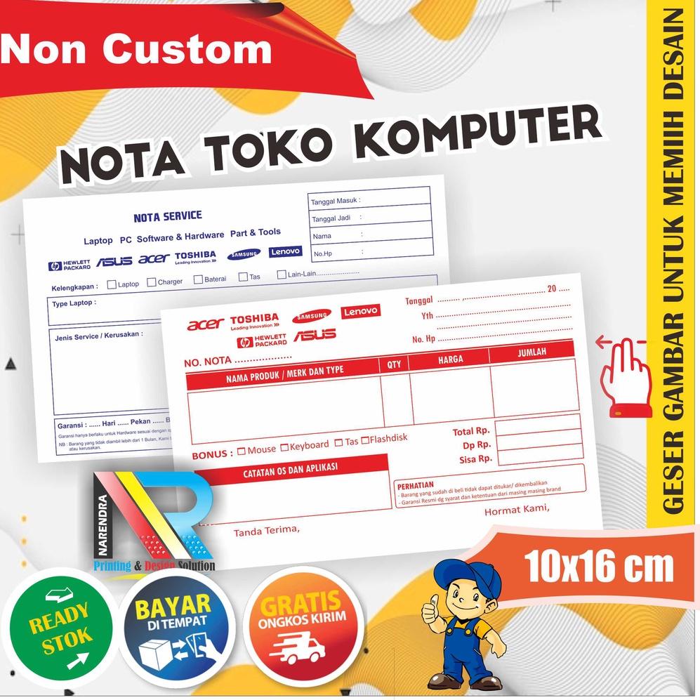 

⁂ Nota Komputer untuk Servis Komputer dan Penjualan Grosir dan Eceran 2 ply Rangkap ぬ