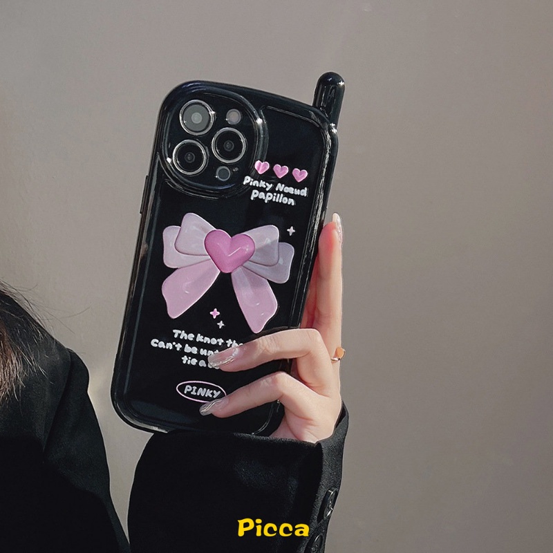 Casing IPhone 11 13 14 12 Pro MAX 7 8 Plus XR 7plus 8plus X XS MAX SE Motif Hati Warna Hitam Pink