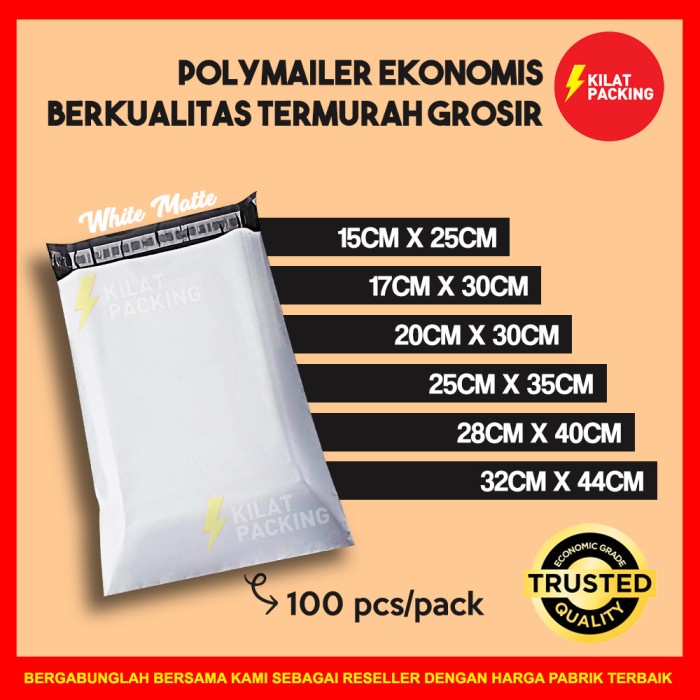 

Produk Unggulan Polymailer Ekonomis Putih Varian - Plastik Packing Online Murah 1 Pack Diskon