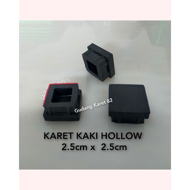 KARET KAKI HOLLOW 2.5cm x 2.5cm KOPONG | KARET KAKI MEJA RAK KURSI BESI HOLLOW