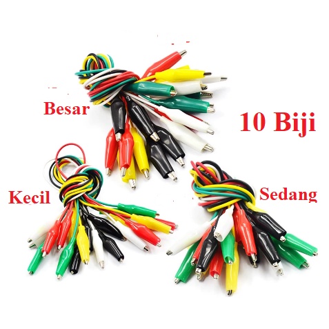 Penjepit Jepitan Jumper buaya Aligator Crocodile Clip Cable Warna Warni Set Isi 10 Kabel